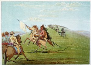 Indians of America: Indians commanded against the army. Illustration by George Catlin