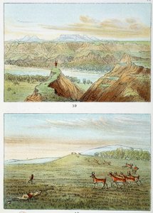 Indians of America: hunt for antelope. Engraving by George Catlin