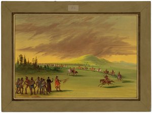 La Salle Meets a War Party of Cenis Indians on a Texas Prairie. April 25, 1686 by George Catlin