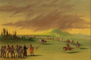 La Salle Meets a War Party of Cenis Indians on a Texas Prairie, April 25, 1686 by George Catlin