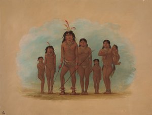 Lengua Chief, His Two Wives, and Four Children, 1854-1869 by George Catlin