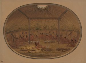 Mandan Ceremony - The Water Sinks Down by George Catlin