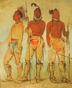 Mun-ne-pús-kee, He Who Is Not Afraid, Ko-ha-túnk-a, Big Crow, and Nah-cóm-ee-shee by George Catlin