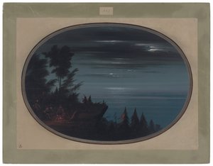Nayas Village at Night by George Catlin