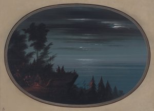 Nayas Village at Night by George Catlin