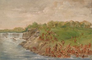 Ojibwa Portaging Around the Falls of St. Anthony by George Catlin