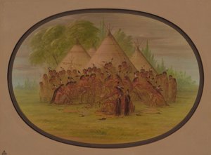 Pipe Dance - Assinneboine, 1861-1869 by George Catlin