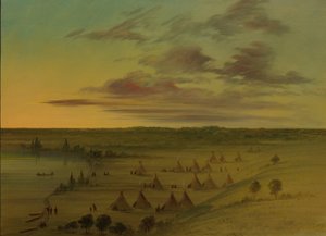 Sioux Village - Lac du Cygne by George Catlin