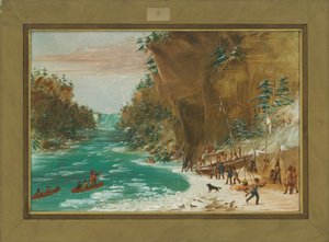 The Expedition Encamped below the Falls of Niagara. January 20, 1679 by George Catlin