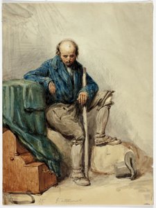 Bald Man Seated on Belongings; Lady in a Yellow Gown by George Cattermole