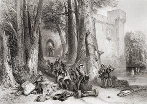 The Siege of Lathom House, 1644, engraved by W. Topham by George Cattermole