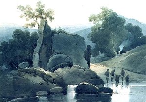 Ruined Tomb with Hindu Ablutions by George Chinnery
