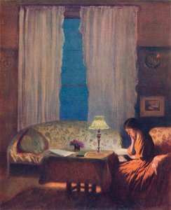 Reading by Lamplight Twilight: Interior