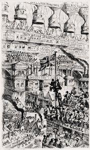 A Malthusian View of an Overcrowded London, England, of the Future, After the Writings of Thomas Malthus by George Cruikshank