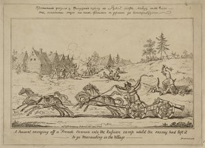 A Peasant Carrying Off a French Cannon into the Russian Camp Whilst the Enemy had Left it to go Marauding in the Village, published June 8, 1813 by George Cruikshank