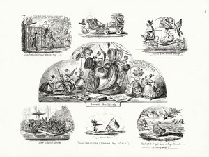 Cartoons by George Cruikshank on the theme of outsized ladies