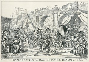 Gambols on the River Thames, Feb 1814 by George Cruikshank