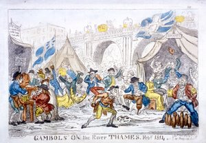 Gambols on the River Thames, February by George Cruikshank