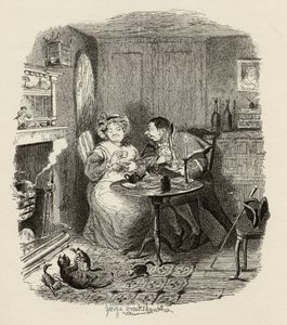 Mr Bumble and Mrs Corney taking tea, from 