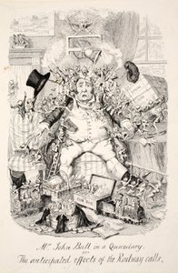 Mr John Bull in a Quandary or the Anticipated effects of the Railway Calls, pub. 1845 by George Cruikshank