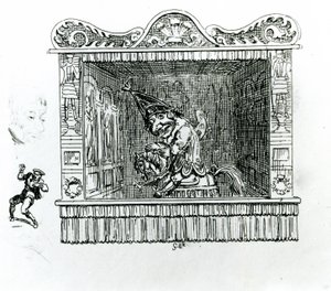 Mr Punch on Hector the Horse by George Cruikshank