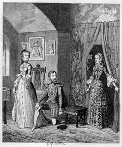 Queen Mary surprising Courtenay and the Princess Elizabeth, 1553-1555 by George Cruikshank