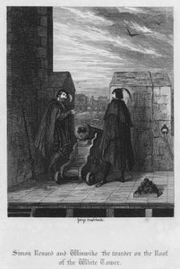 Simon Renard and Winwike the Warder on the Roof of the White Tower by George Cruikshank