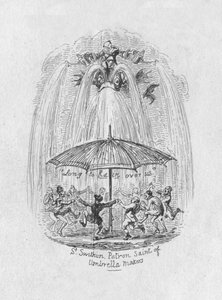St. Swithin, Patron Saint of Umbrella Makers by George Cruikshank