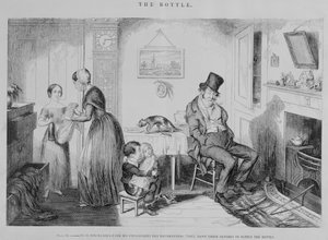 The Bottle, Plate II, He is discharged from his employment for drunkenness: they pawn their clothes to supply the bottle, 1847 by George Cruikshank
