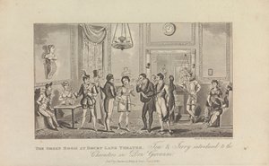The Green Room at Drury Lane Theatre by George Cruikshank