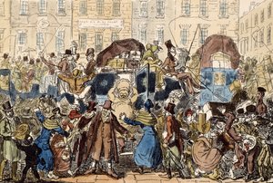 Travelling in England, or a Peep from the White Horse Cellar, 1819 by George Cruikshank