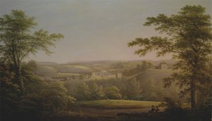 Easby Hall and Easby Abbey with Richmond, Yorkshire in the Background