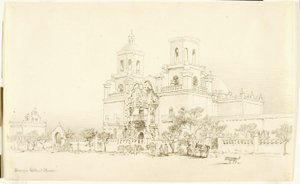 Untitled (transfer drawing for San Xavier Mission, Tucson, Arizona) by George Elbert Burr