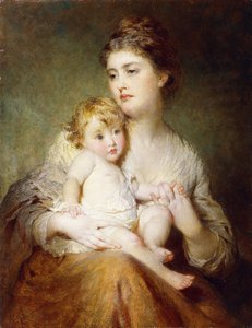 Portrait of the Duchess of St. Albans, with her Son, 1875 by George Elgar Hicks