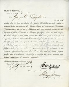 Loyalty oath of George E. Leighton of Missouri, County of St. Louis by George Eliot Leighton
