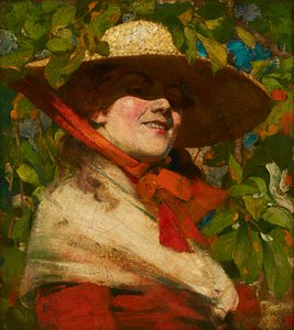 Girl with Straw Hat by George F. Henry