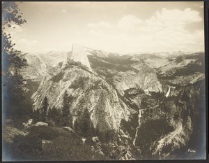 Back of Half Dome - Vernal and Nevada Falls From Near Glacier Point - Yosemite