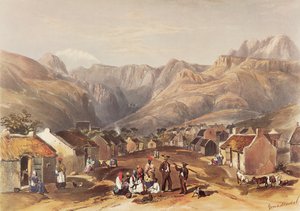 In the serene valley of Genadendal lies a thriving Hottentot village by George French Angas