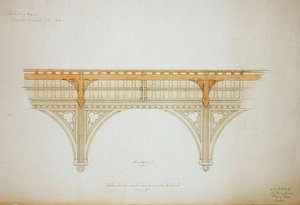New College Oxford: Design for New Hall Roof by George Gilbert Scott