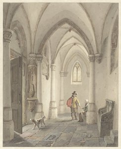 Church Interior with a Man Giving Alms to a Beggar Woman