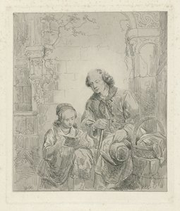 Girl Reading to a Man from a Book by George Gillis Haanen