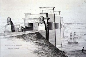 Britannia Bridge, Anglesey Entrance, engraved by the artist