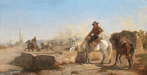 A Buttero Watering his Horse in the Roman Campagna, 1853
