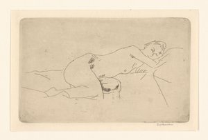 Reclining Female Nude by George Hendrik Breitner (signed by artist)