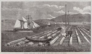 Canadian Lumber Trade, a Raft on the St Lawrence by George Henry Andrews