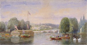 The River Thames with Richmond Bridge and Richmond Hill in the distance, London, 1867 by George Henry Andrews
