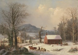 Red School House Country Scene by George Henry Durrie