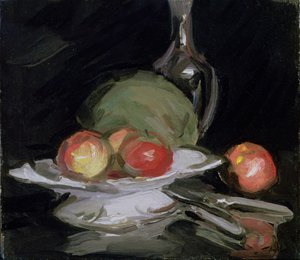 Still Life Bowl of Fruit, Melon and Carafe by George Leslie Hunter