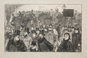The Living Stream at London Bridge - On the Bridge by George Louis Palmella Busson Du Maurier