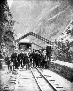 Hanging Bridge - President Theodore Roosevelt and Party in the Royal Gorge of the Arkansas River, 8 May 1905